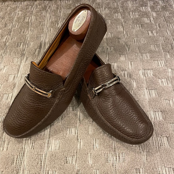 Prada Pebbled Grain Leather Drivers, all Metal Bit - Picture 1 of 13